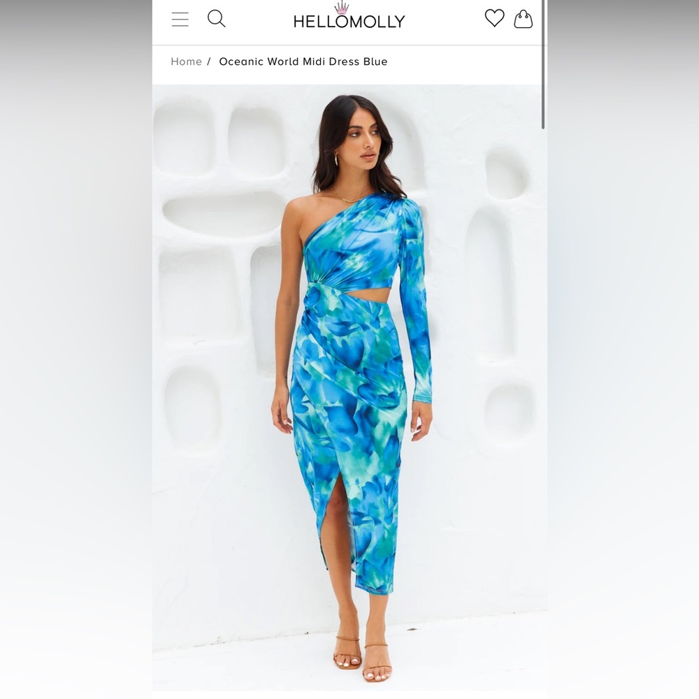 Hello Molly Ocean World Midi Dress blue, size small US 4